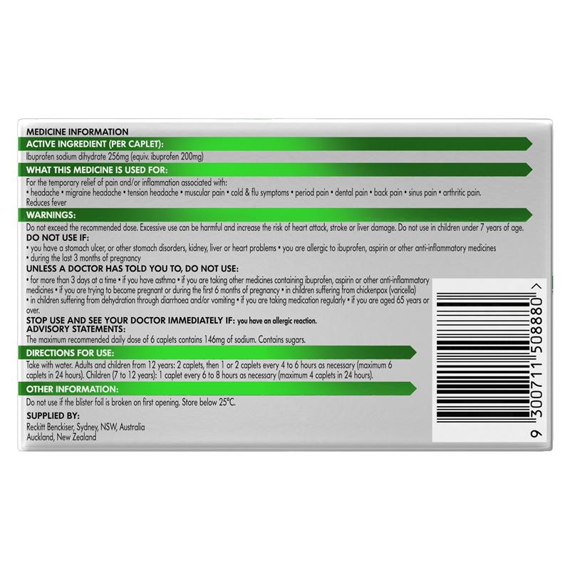 Nurofen Zavance Fast Pain Relief Caplets 256mg Ibuprofen 96 Pack