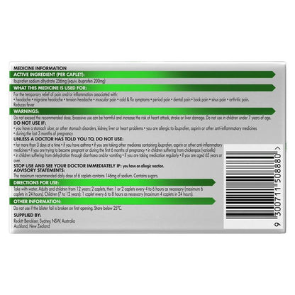 Nurofen Zavance Fast Pain Relief Caplets 256mg Ibuprofen 96 Pack