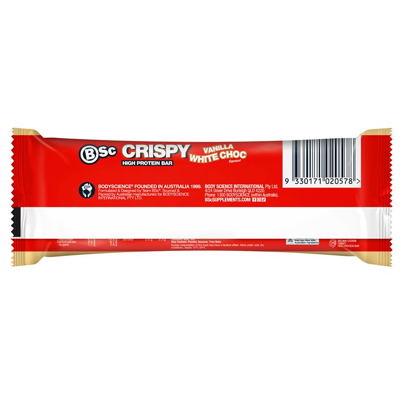 BSc Crispy Protein Bar Vanilla White Choc 60g