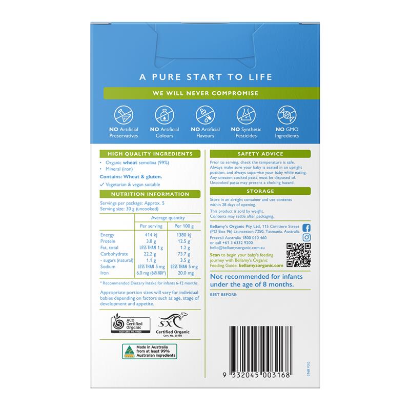 Bellamys Organic Farm Animal Pasta Shapes 150g
