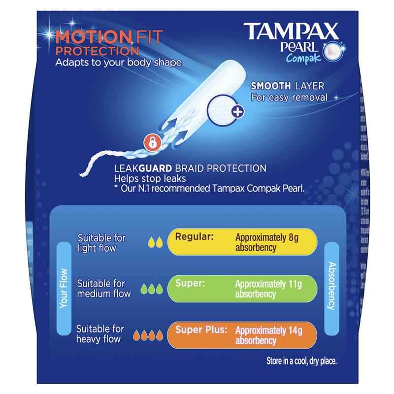 Tampax Pearl Compak Tampons Regular 18 Pack