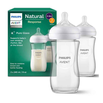 Avent Natural Response Glass Bottle 240ml 2 Pack