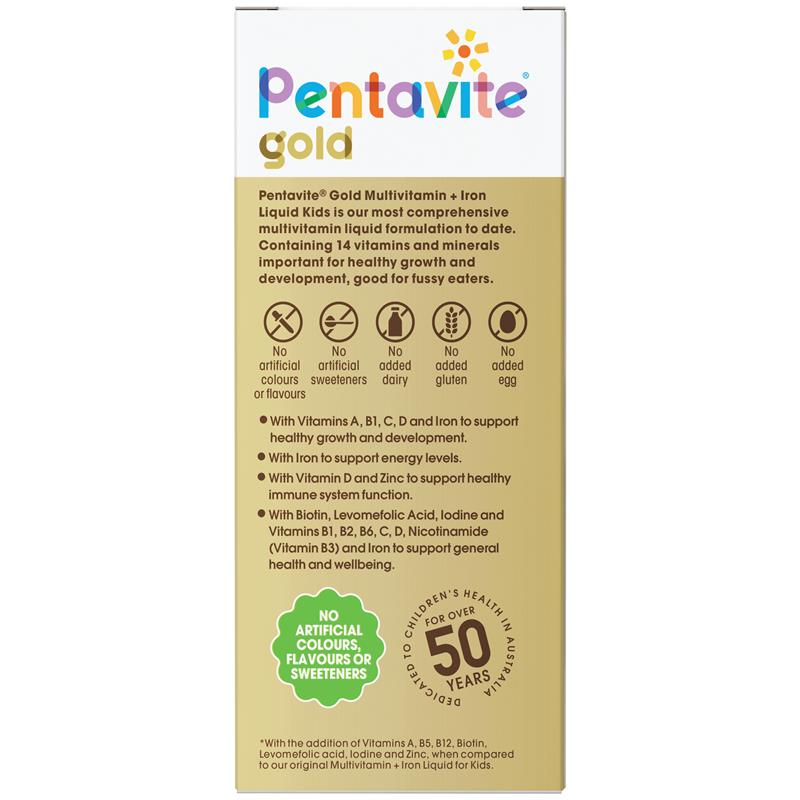 Pentavite Gold Multivitamin + Iron Liquid For Kids 200ml