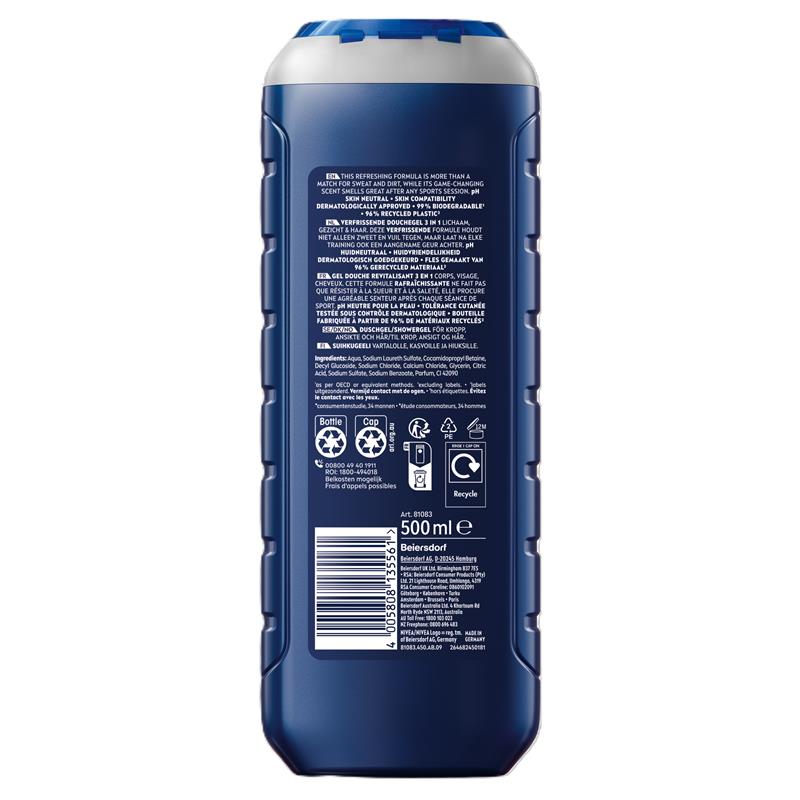 NIVEA MEN Sport 3-IN-1 Shower Gel Body Wash 500ml