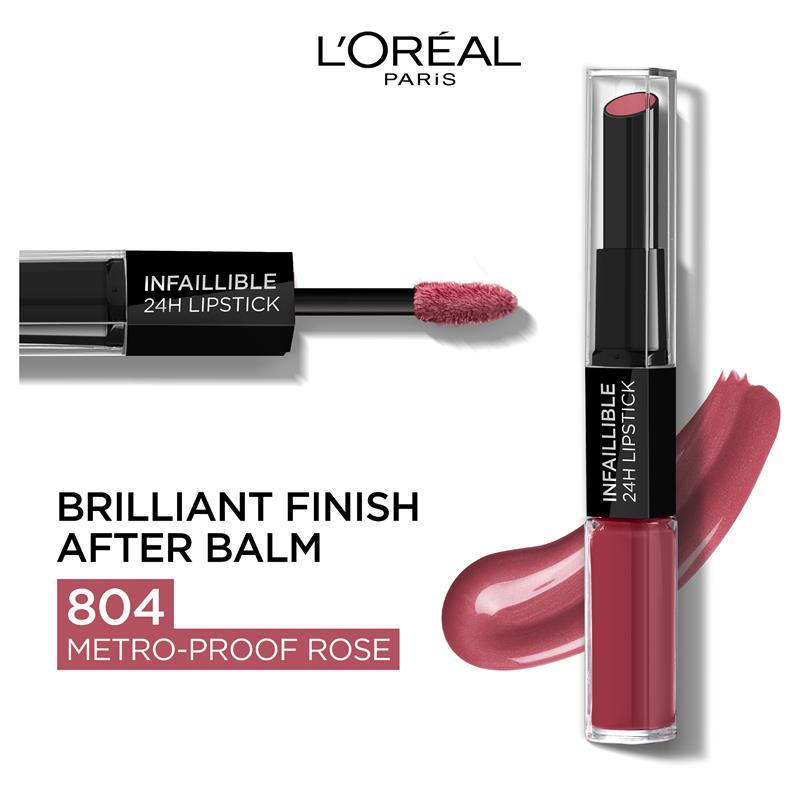 L'Oreal Paris Infallible 24H 2-Step Lipstick 804 Metro-Proof Rose