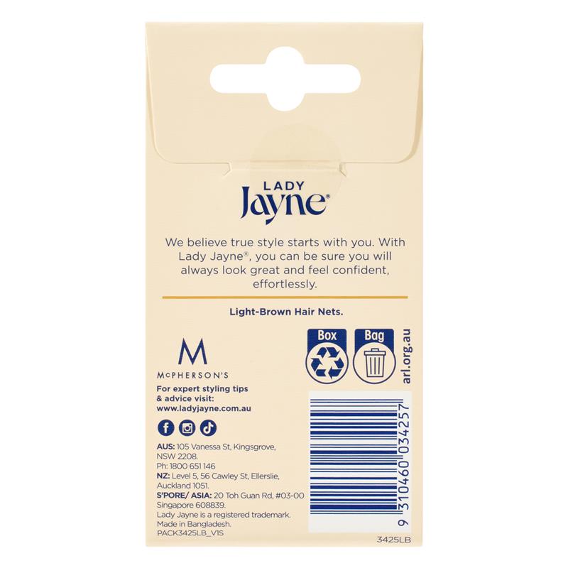 Lady Jayne Hair Net, Light Brown, Pk2