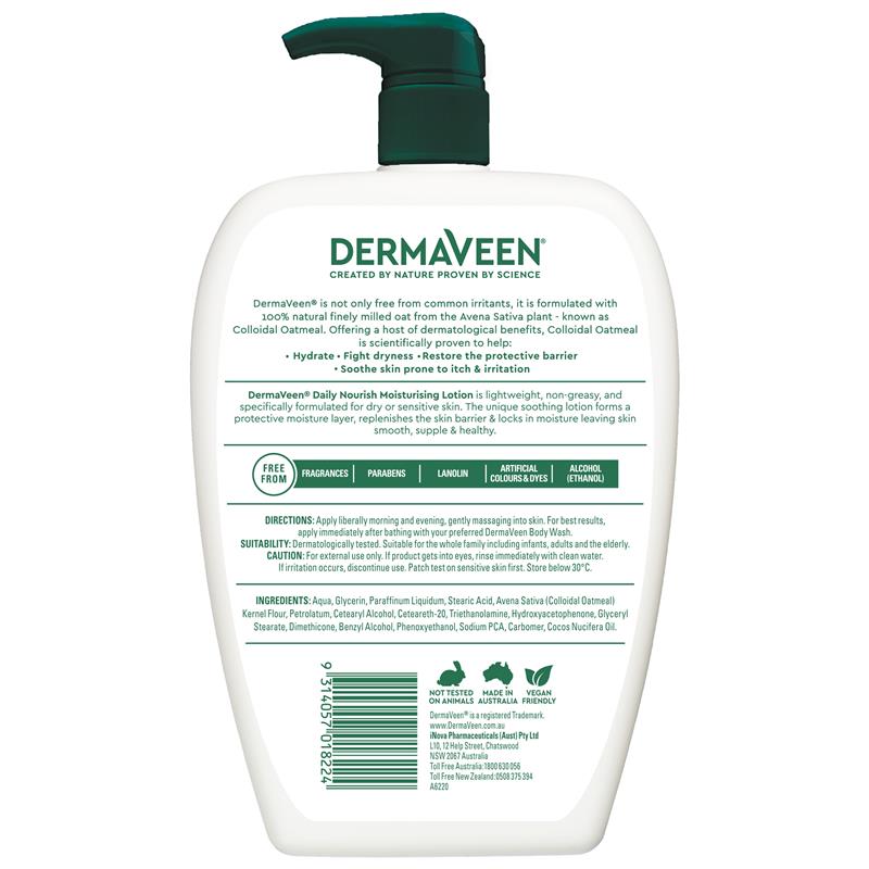 DermaVeen Daily Nourish Moisturising Lotion 1.25L Exclusive Size
