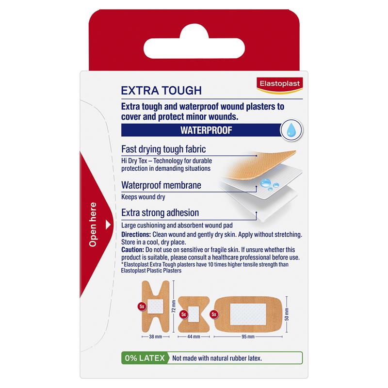 Elastoplast Extra Tough Waterproof Assorted 15 Strips