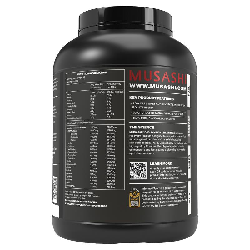 Musashi 100% Whey + Creatine Chocolate 2kg