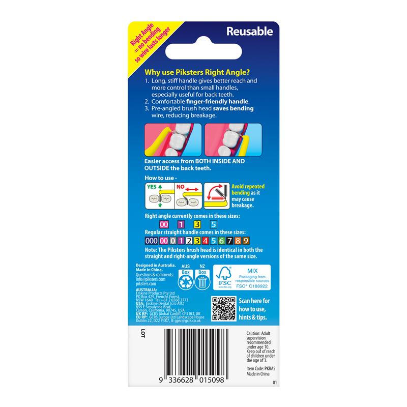 Piksters Interdental Brushes Right Angle Size 5 Blue 6 Pack
