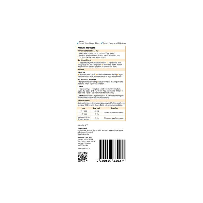 Codral Kids Cold & Flu Cough + Immunity Support 200mL