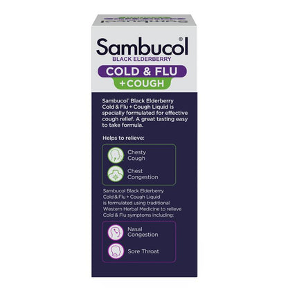 Sambucol Cold & Flu + Cough Liquid 250ml
