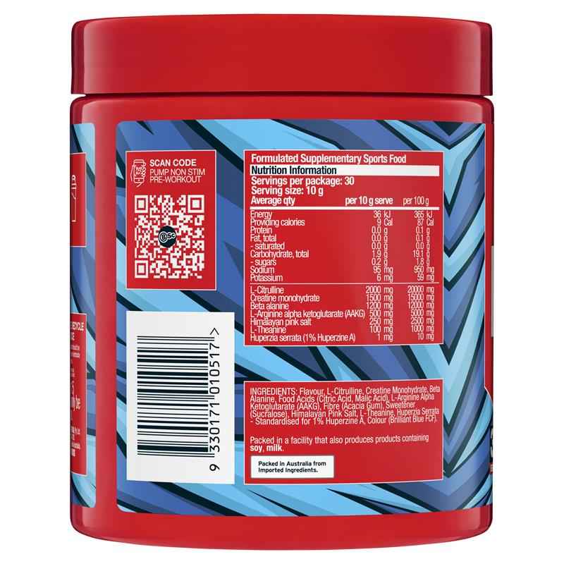BSc Pump Non Stim Pre-Workout Blue Sour Straps 300g