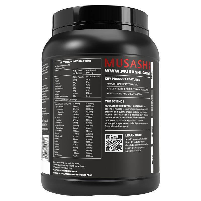 Musashi High Protein + Creatine Chocolate 900g