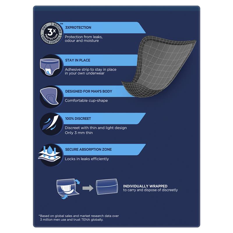 TENA Men Level 0 Protective Shield 14 Pack