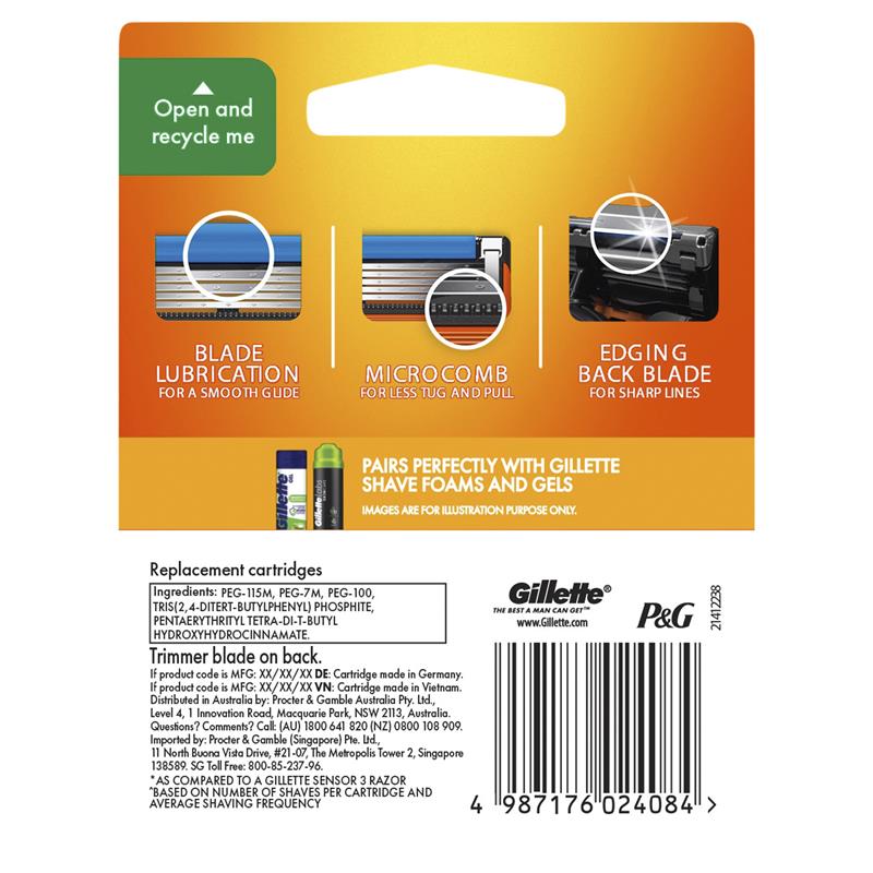 Gillette Fusion Manual Razor Blades 8 Pack