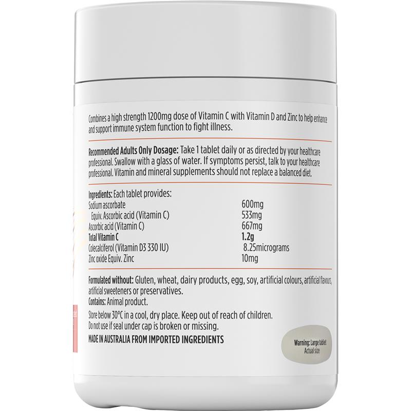 Nutra-Life High Strength Vitamin C + Vitamin D + Zinc 120 Tablets