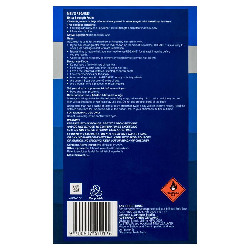 Regaine Men's Extra Strength Minoxidil Foam Hair Regrowth Treatment 4 x 60g - GimmeNow