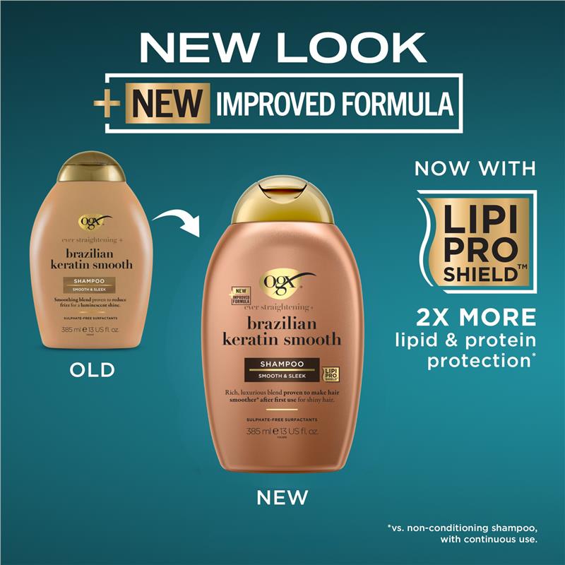 Ogx Ever Straightening + Smoothing & Shine Brazilian Keratin Therapy Shampoo For Dull Hair 385mL