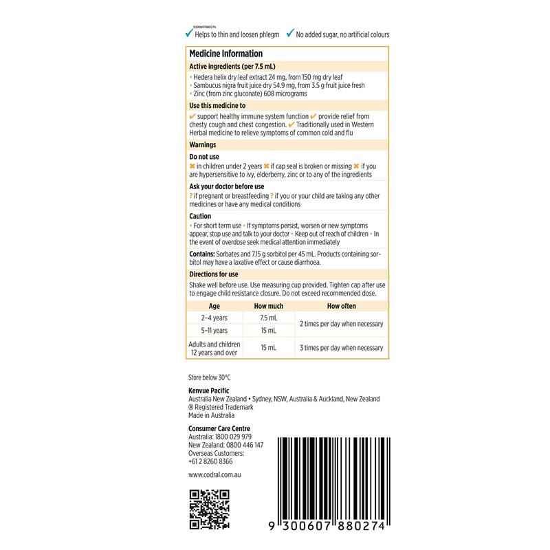 Codral Kids Cold & Flu Cough + Immunity Support 200mL