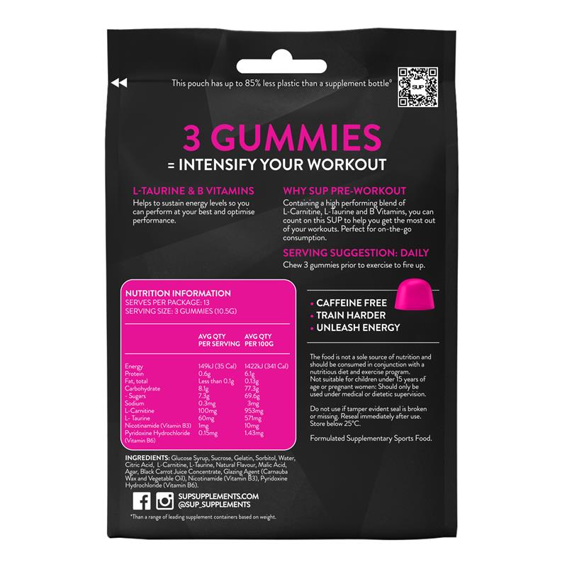 SUP Pre-Workout Gummies Strawberry 40