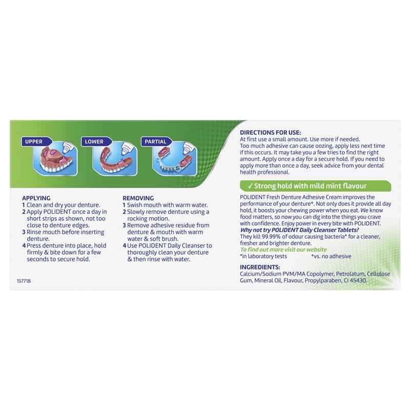 Polident Denture Adhesive Cream Fresh Mint 2x60g Pack Exclusive Size