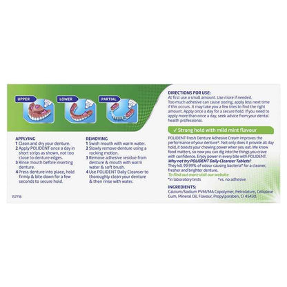 Polident Denture Adhesive Cream Fresh Mint 2x60g Pack Exclusive Size