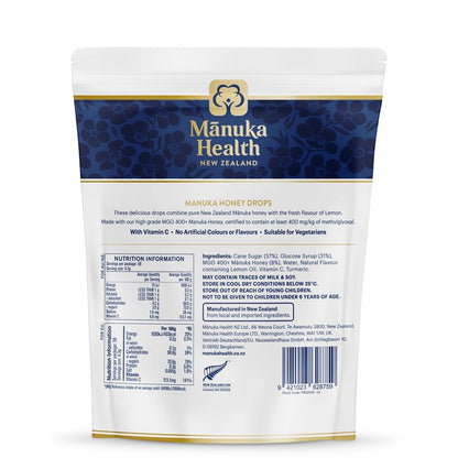 Manuka Health Manuka Honey Drops Lemon Pouch 58 Drops 250g