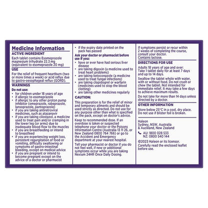 Nexium 24hr Heartburn & Acid Reflux Relief 20mg 14 Tablets