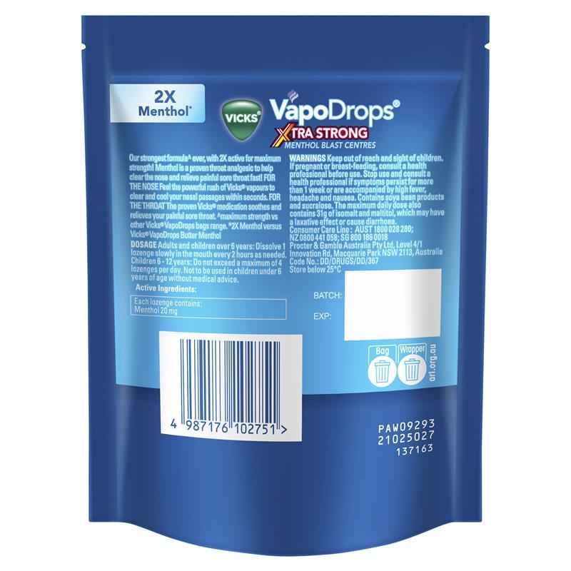 Vicks VapoDrops Xtra Strong Menthol Blast 16 Lozenges
