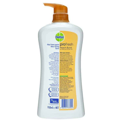 Dettol Shower Cream Peach & Raspberry 950mL Profresh Body Wash