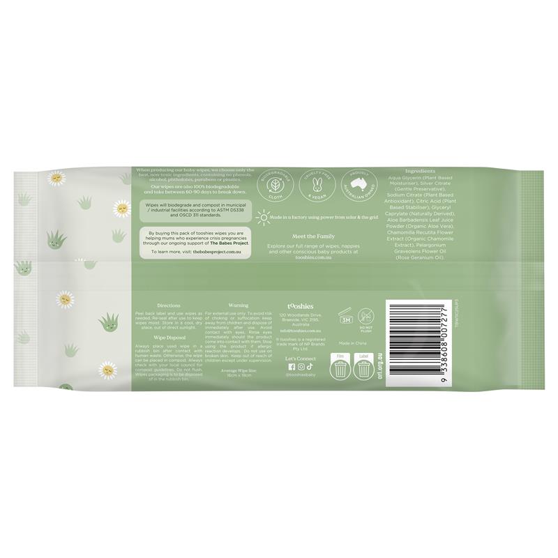 Tooshies Baby Wipes Aloe Vera & Chamomile 70 Pack