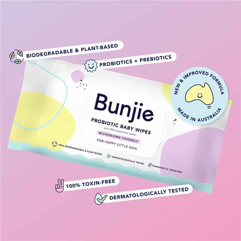 Bunjie Probiotic Baby Wipes 3 x 80 Pack