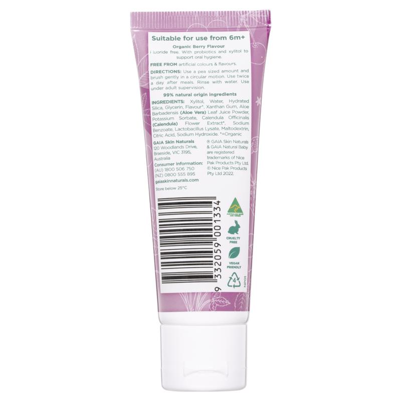 Gaia Natural Baby Probiotic Toothpaste Berry Burst 50g - GimmeNow