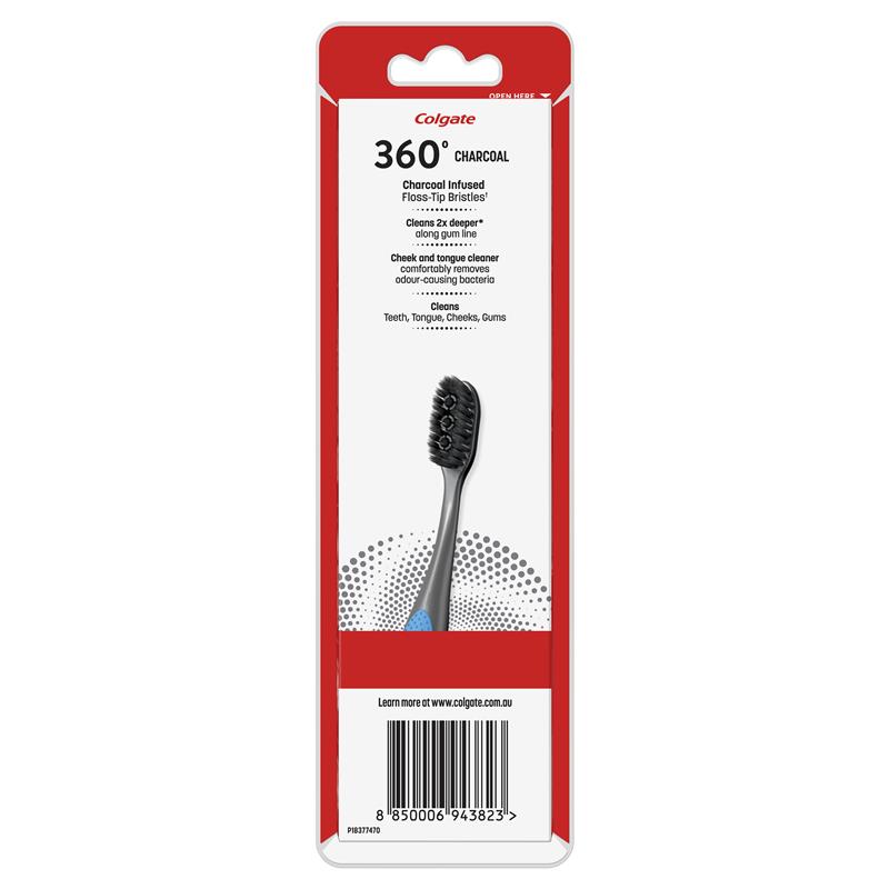 Colgate Toothbrush 360 Charcoal Anti-Bacterial 3 Pack