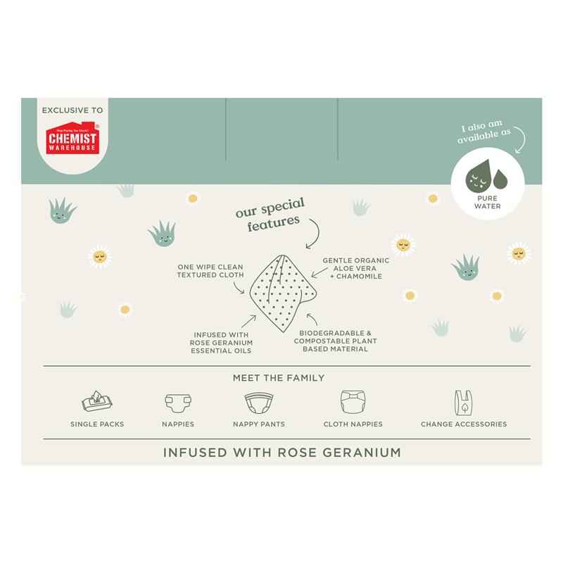 Tooshies Baby Wipes Aloe Vera and Chamomile 6 x 70 Pack