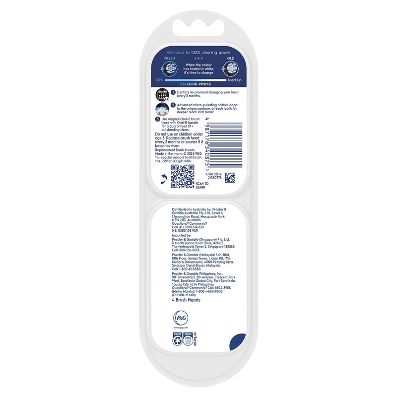 Oral B Power Toothbrush iO Clean and Gum Protect Refills Black 4 Pack