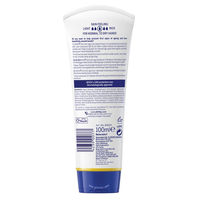 NIVEA Q10 3-in-1 Anti-Age Hand Cream 100ml