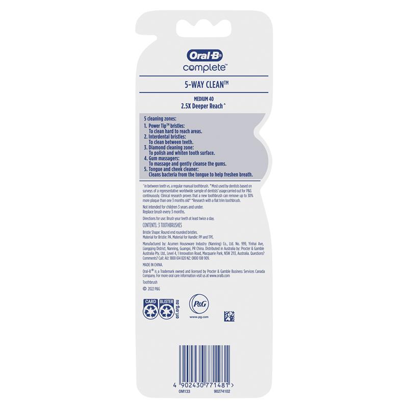 Oral B Toothbrush Complete 5 Way Clean Medium 3 Pack