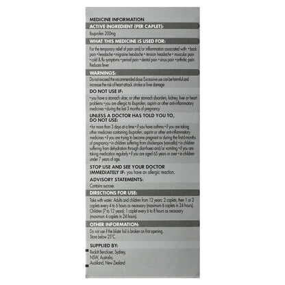 Nurofen Pain and Inflammation Relief Caplets 200mg Ibuprofen 48 pack