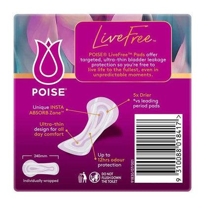 Poise Livefree Pad Regular No Wings 14 Pack