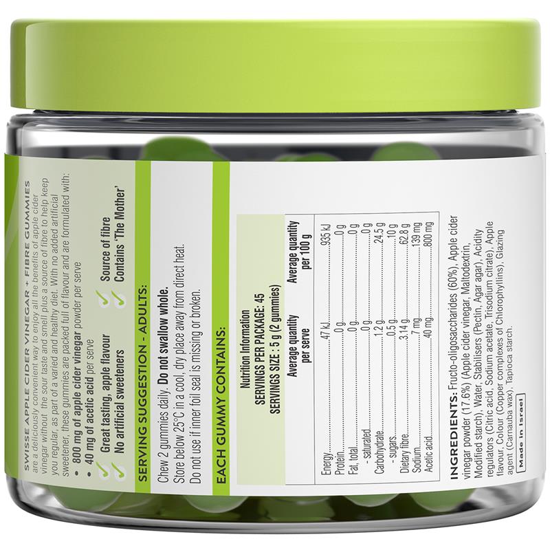 Swisse Apple Cider Vinegar + Fibre Gummies 90 Pack