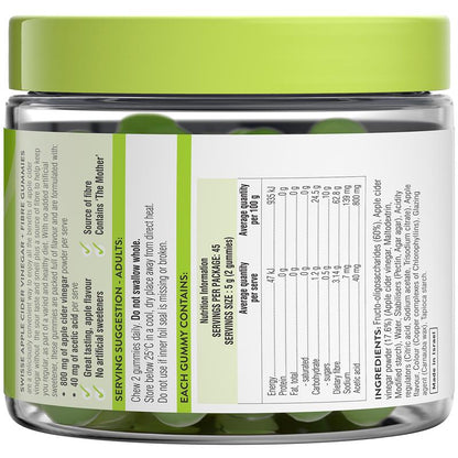 Swisse Apple Cider Vinegar + Fibre Gummies 90 Pack