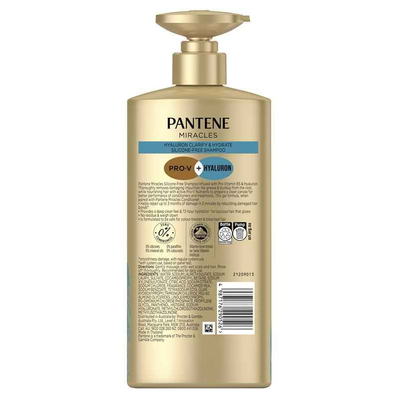 Pantene Miracles Hyaluron Clarify & Hydrate Silicone-Free Shampoo 650ml