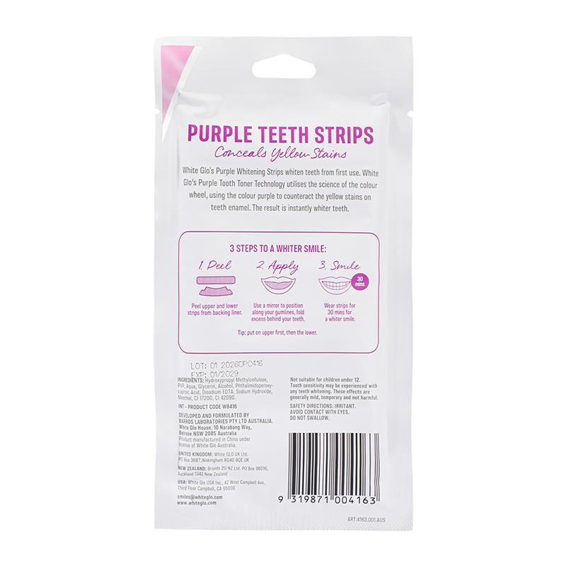 White Glo Purple Teeth Strips Express Glo