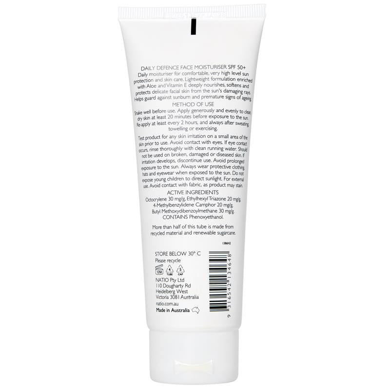 Natio Daily Defence Face Moisturiser SPF 50+ 100ml