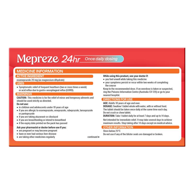 Mepreze 24Hr 20mg 14 Tablets