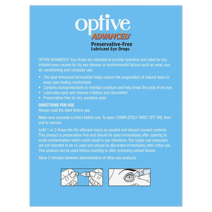 Optive Advanced Lubricant Eye Drops 30 x 0.4mL - GimmeNow