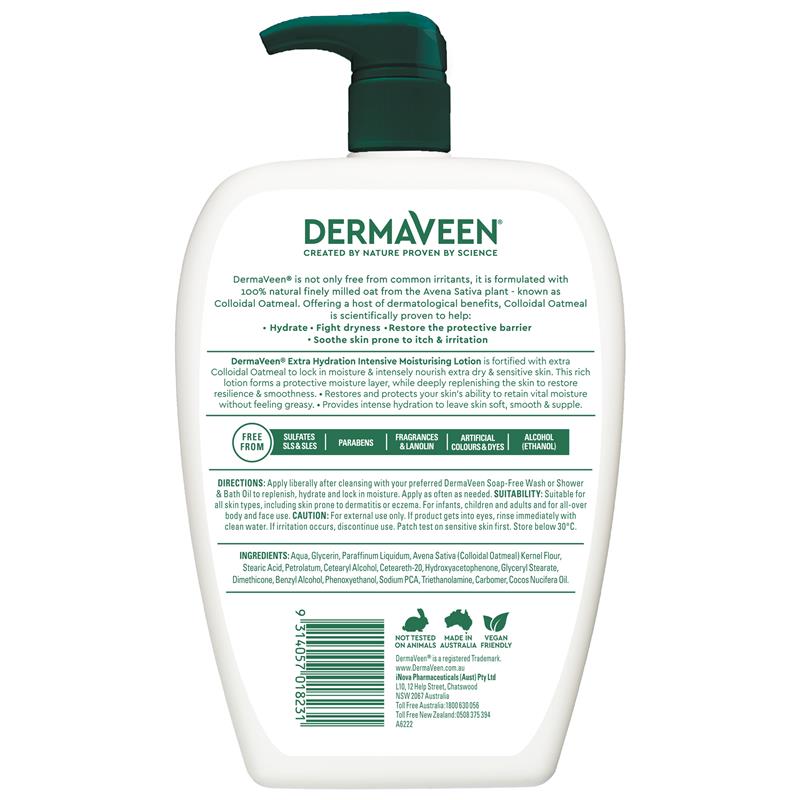 DermaVeen Extra Hydration Intensive Moisturising Lotion 1.25L Exclusive Size