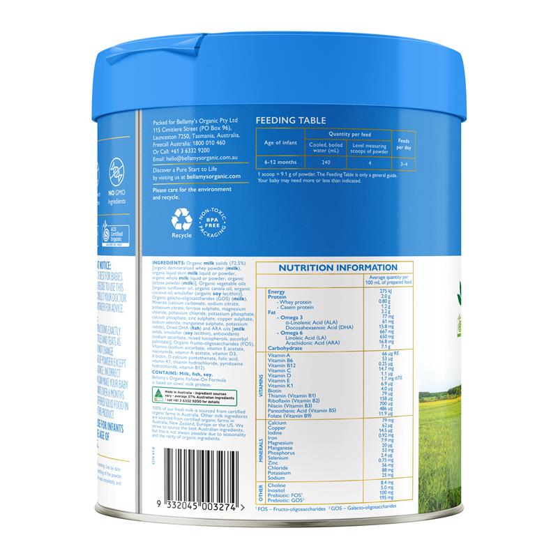 Bellamys Step 2 Follow-On Formula 800g